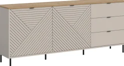Home affaire Sideboard »RAITA, Breite 184 cm, Front mit Desgin-Fräsung, 2 Türen, viel Stauraum« moderne Farbkombi, individuell einsetzbar, Griffe & Füße aus Metall,Kommode, Anrichte, Schrank, Highboard, TV-Board