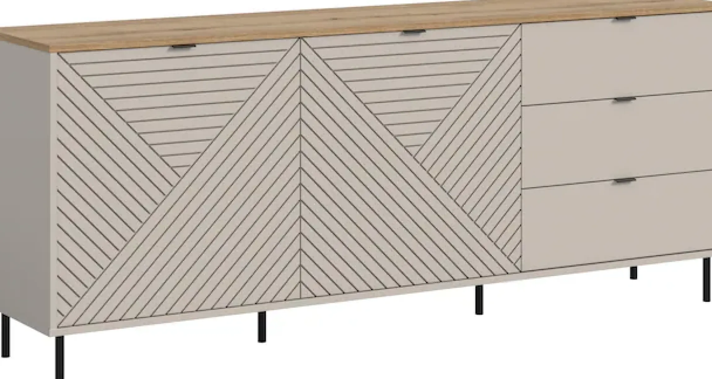Home affaire Sideboard »RAITA, Breite 184 cm, Front mit Desgin-Fräsung, 2 Türen, viel Stauraum« moderne Farbkombi, individuell einsetzbar, Griffe & Füße aus Metall,Kommode, Anrichte, Schrank, Highboard, TV-Board