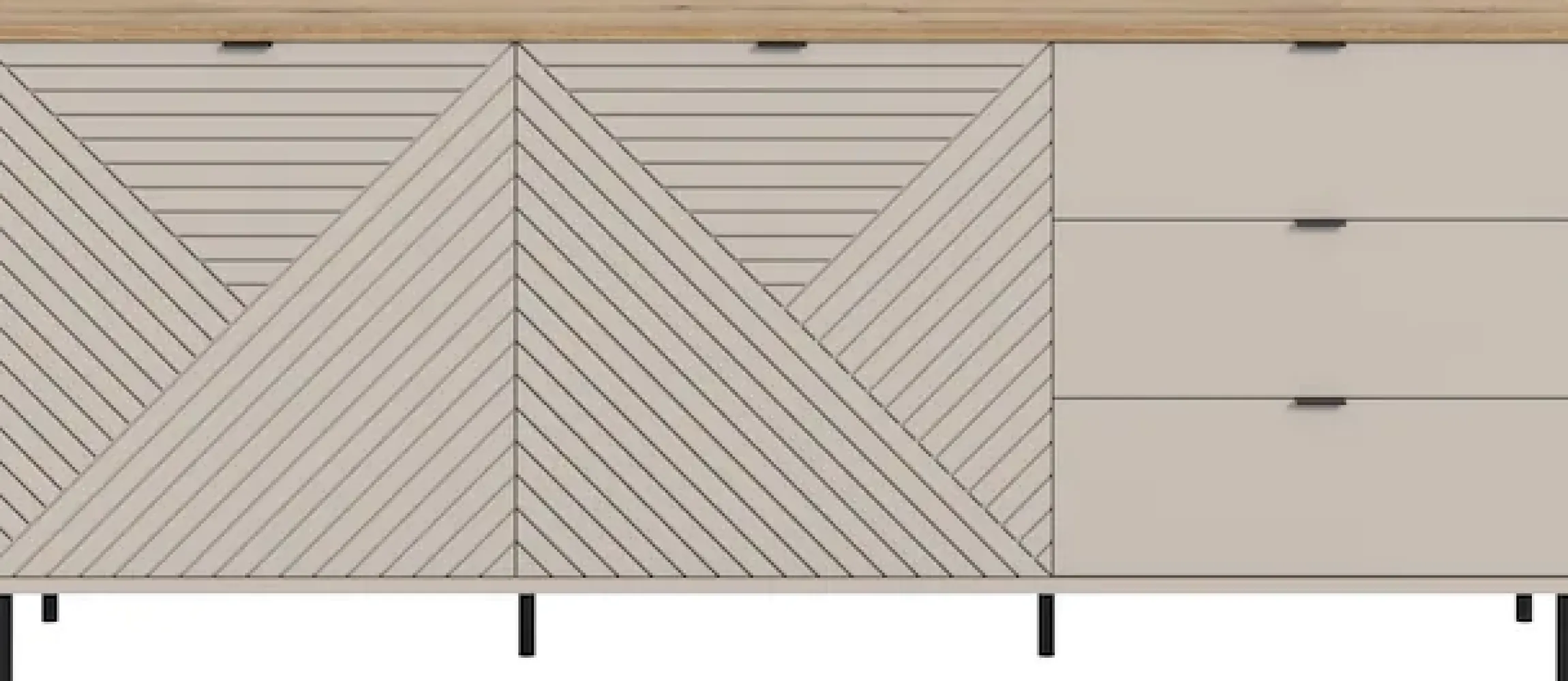 Home affaire Sideboard »RAITA, Breite 184 cm, Front mit Desgin-Fräsung, 2 Türen, viel Stauraum« moderne Farbkombi, individuell einsetzbar, Griffe & Füße aus Metall,Kommode, Anrichte, Schrank, Highboard, TV-Board