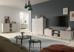Home affaire Sideboard »RAITA, Breite 184 cm, Front mit Desgin-Fräsung, 2 Türen, viel Stauraum« moderne Farbkombi, individuell einsetzbar, Griffe & Füße aus Metall,Kommode, Anrichte, Schrank, Highboard, TV-Board