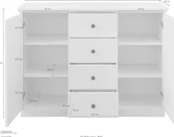 Home affaire Sideboard »Örebro« Kommode, zeitloser Landhausstil, mit Vollauszug