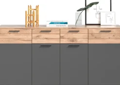 Home affaire Sideboard »Riga, Breite 180cm, 4 Türen, 2 Schubkästen, 6 Einlegeböden, 10 Fächer« hochwertige Rillenfräsung, mit Softclose, Kommode, Anrichte, Schrank
