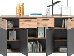 Home affaire Sideboard »Riga, Breite 180cm, 4 Türen, 2 Schubkästen, 6 Einlegeböden, 10 Fächer« hochwertige Rillenfräsung, mit Softclose, Kommode, Anrichte, Schrank