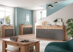 Home affaire Sideboard »Riga, Breite 180cm, 4 Türen, 2 Schubkästen, 6 Einlegeböden, 10 Fächer« hochwertige Rillenfräsung, mit Softclose, Kommode, Anrichte, Schrank