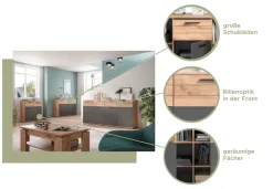 Home affaire Sideboard »Riga, Breite 180cm, 4 Türen, 2 Schubkästen, 6 Einlegeböden, 10 Fächer« hochwertige Rillenfräsung, mit Softclose, Kommode, Anrichte, Schrank