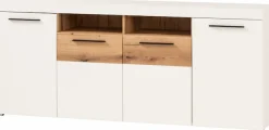 Home affaire Sideboard »Salerno, moderner Schrank, Highboard in Weiß mit Eiche Evoke Dekor« Metallgriffe, ausreichend Stauraum, vielseitig einsetzbar, 205cm breit