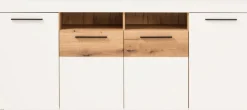Home affaire Sideboard »Salerno, moderner Schrank, Highboard in Weiß mit Eiche Evoke Dekor« Metallgriffe, ausreichend Stauraum, vielseitig einsetzbar, 205cm breit