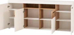Home affaire Sideboard »Salerno, moderner Schrank, Highboard in Weiß mit Eiche Evoke Dekor« Metallgriffe, ausreichend Stauraum, vielseitig einsetzbar, 205cm breit