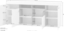 Home affaire Sideboard »Salerno, moderner Schrank, Highboard in Weiß mit Eiche Evoke Dekor« Metallgriffe, ausreichend Stauraum, vielseitig einsetzbar, 205cm breit