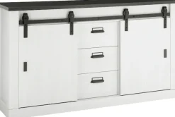 Home affaire Sideboard »Sherwood, Kommode im Industrial-Style, Schrank, Stauraumelement« mit Scheunentorbeschlag & Apothekergriffen, in 2 Farben erhältlich