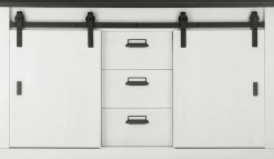 Home affaire Sideboard »Sherwood, Kommode im Industrial-Style, Schrank, Stauraumelement« mit Scheunentorbeschlag & Apothekergriffen, in 2 Farben erhältlich