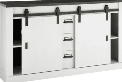 Home affaire Sideboard »Sherwood, Kommode im Industrial-Style, Schrank, Stauraumelement« mit Scheunentorbeschlag & Apothekergriffen, in 2 Farben erhältlich
