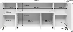 Home affaire Sideboard »SIDEBOARD PHUKET II, Stilvolle, grifflose kommode, Breite 180cm« Mit 5 Türen, 1 Klappe, 7 Fächern und höhenverstellbaren Einlegeböden