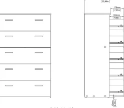 Home affaire Sideboard »Space Kommode, Aufbewahrung, Schubladenschrank« 5 Schubladen, viel Stauraum, Breite 74 cm , Höhe 115 cm