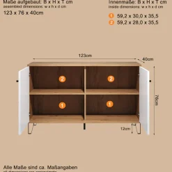 Home affaire Sideboard »Tarragona« Sideboard mit 2 Türen & Soft-Close - (B/T/H) 123/40/76 cm