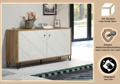 Home affaire Sideboard »Tarragona« Sideboard mit 2 Türen & Soft-Close - (B/T/H) 123/40/76 cm