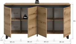 Home affaire Sideboard »TOMA, Breite: 160 cm, mit Metall-Kufen-Fuß, 4 Türen, 4 Einlegeböden« Anrichte, Kommode, Schrank, Board, Higboard