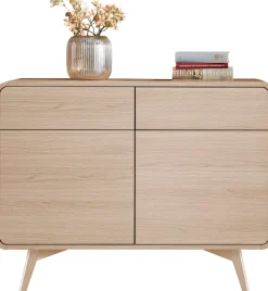 Home affaire Sideboard »Torsby, moderner Schrank, Kommode in Eiche Natur, 108 cm breit« abgerundete Ecken, ausreichend Stauraum, vielseitig einsetzbar