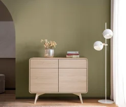 Home affaire Sideboard »Torsby, moderner Schrank, Kommode in Eiche Natur, 108 cm breit« abgerundete Ecken, ausreichend Stauraum, vielseitig einsetzbar