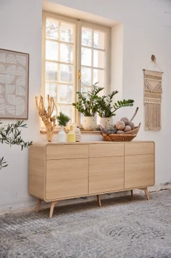 Home affaire Sideboard »Torsby, moderner Schrank, Kommode in Eiche Natur, 180 cm breit« abgerundete Ecken, ausreichend Stauraum, vielseitig einsetzbar
