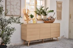 Home affaire Sideboard »Torsby, moderner Schrank, Kommode in Eiche Natur, 180 cm breit« abgerundete Ecken, ausreichend Stauraum, vielseitig einsetzbar