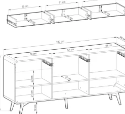 Home affaire Sideboard »Torsby, moderner Schrank, Kommode in Eiche Natur, 180 cm breit« abgerundete Ecken, ausreichend Stauraum, vielseitig einsetzbar