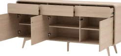 Home affaire Sideboard »Torsby, moderner Schrank, Kommode in Eiche Natur, 180 cm breit« abgerundete Ecken, ausreichend Stauraum, vielseitig einsetzbar