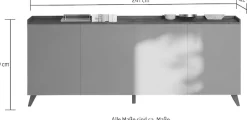 Home affaire Sideboard »Tray, Breite 241, Kommode mit 4 Türen« 