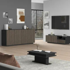 Home affaire Sideboard »Vega Sideboard,Kommode,200 cm« mit 4 Türen,Fronten mitRillen-Optik