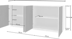 Home affaire Sideboard »Vega Sideboard,Kommode,200 cm« mit 4 Türen,Fronten mitRillen-Optik