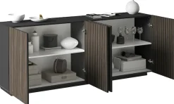 Home affaire Sideboard »Vega Sideboard,Kommode,200 cm« mit 4 Türen,Fronten mitRillen-Optik