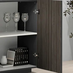 Home affaire Sideboard »Vega Sideboard,Kommode,200 cm« mit 4 Türen,Fronten mitRillen-Optik