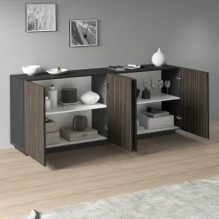 Home affaire Sideboard »Vega Sideboard,Kommode,200 cm« mit 4 Türen,Fronten mitRillen-Optik