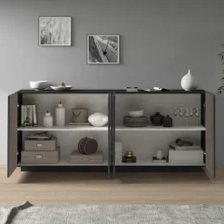 Home affaire Sideboard »Vega Sideboard,Kommode,200 cm« mit 4 Türen,Fronten mitRillen-Optik
