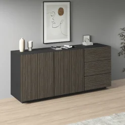 Home affaire Sideboard »Vega Sideboard,Kommode,180 cm« mit 2 Türen und 3 Schubladen,Fronten mit Rillen-Optik