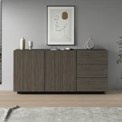 Home affaire Sideboard »Vega Sideboard,Kommode,180 cm« mit 2 Türen und 3 Schubladen,Fronten mit Rillen-Optik