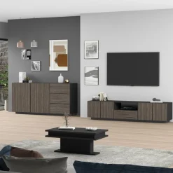 Home affaire Sideboard »Vega Sideboard,Kommode,180 cm« mit 2 Türen und 3 Schubladen,Fronten mit Rillen-Optik