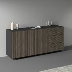 Home affaire Sideboard »Vega Sideboard,Kommode,180 cm« mit 2 Türen und 3 Schubladen,Fronten mit Rillen-Optik