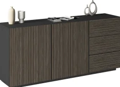 Home affaire Sideboard »Vega Sideboard,Kommode,180 cm« mit 2 Türen und 3 Schubladen,Fronten mit Rillen-Optik