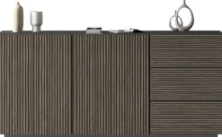 Home affaire Sideboard »Vega Sideboard,Kommode,180 cm« mit 2 Türen und 3 Schubladen,Fronten mit Rillen-Optik
