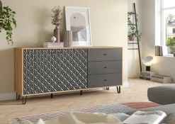 Home affaire Sideboard »VICENZA, Breite 169cm, 2 Türen, 2 Einlegeböden, 4 Fächer, 3 Schubkäste« Kommode, Schrank, Anrichte, Board, Wohnzimmerschrank