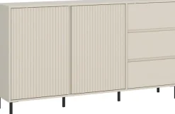 Home affaire Sideboard »viel Stauraum, Soft Close, 2 Türen und 3 Schubkasten« mit Metallfüßen, Breite 158 cm, grifflos, Fronten geriffelt