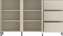 Home affaire Sideboard »viel Stauraum, Soft Close, 2 Türen und 3 Schubkasten« mit Metallfüßen, Breite 158 cm, grifflos, Fronten geriffelt