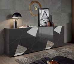 Home affaire Sideboard »Vittoria, Breite 241 cm, 4 Türen« Fronten mit Siebdruck und Spiegelfront