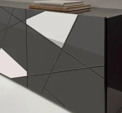 Home affaire Sideboard »Vittoria, Breite 241 cm, 4 Türen« Fronten mit Siebdruck und Spiegelfront
