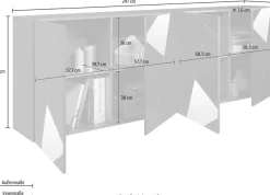 Home affaire Sideboard »Vittoria, Breite 241 cm, 4 Türen« Fronten mit Siebdruck und Spiegelfront