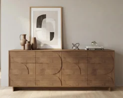 Home affaire Sideboard »Zen, 205 cm breit, 4 Türen, Anrichte, Kommode, Stauraumschrank« Push-to-open, 3D-Fronten, Mercure-Holzstruktur, viel Stauraum