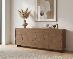 Home affaire Sideboard »Zen, 205 cm breit, 4 Türen, Anrichte, Kommode, Stauraumschrank« Push-to-open, 3D-Fronten, Mercure-Holzstruktur, viel Stauraum