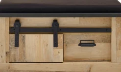 Home affaire Sitzbank »Sherwood, Schuhbank mit Sitzkissen, Garderobenbank im Industrial-Style« mit Scheunentorbeschlag & Apothekergriffen, in 2 Farben erhältlich