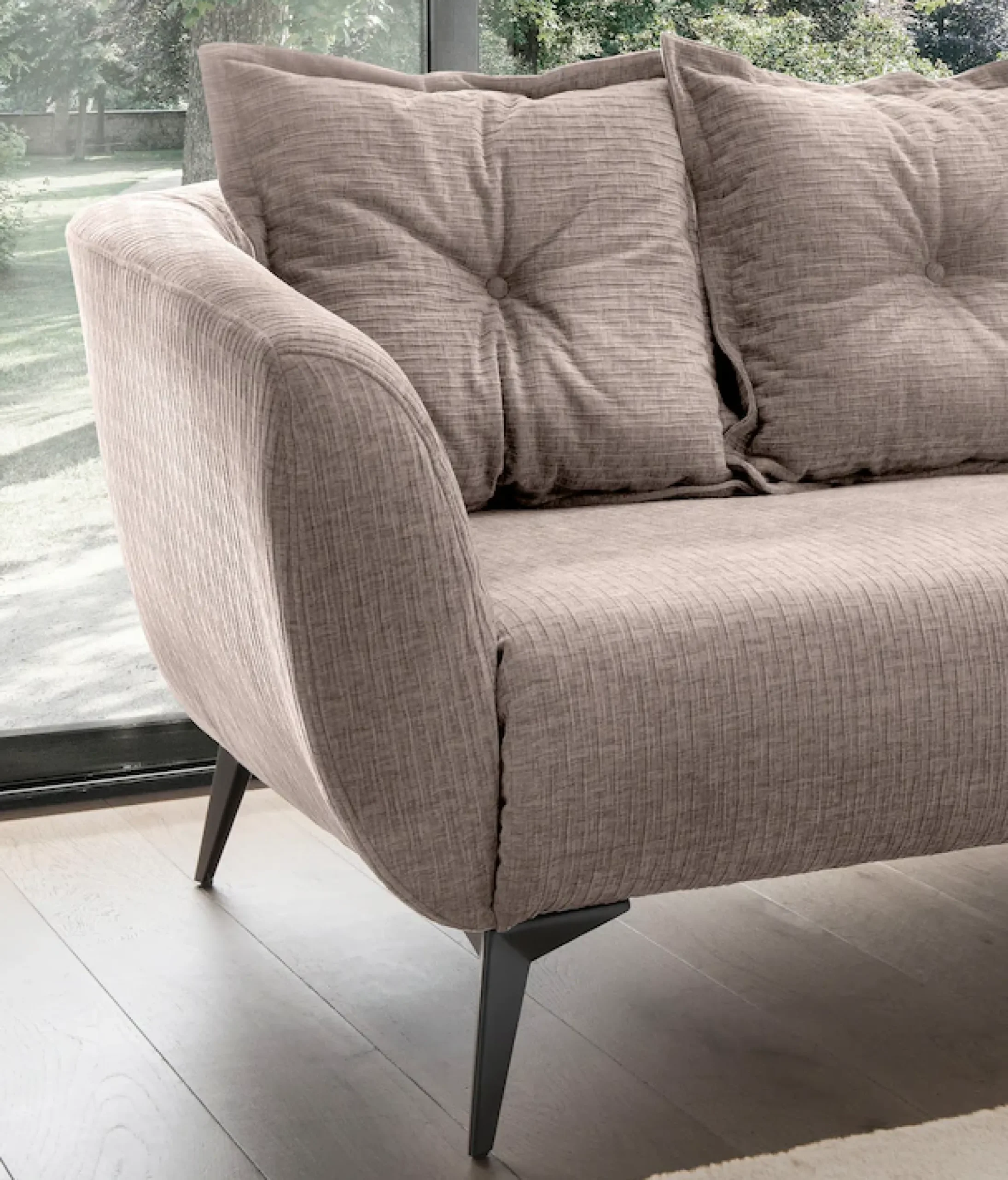 Home affaire 3-Sitzer »Baggio Breite 236 cm, modernes Sofa, hoher Fuß, bequem« schwarze Metallfüße